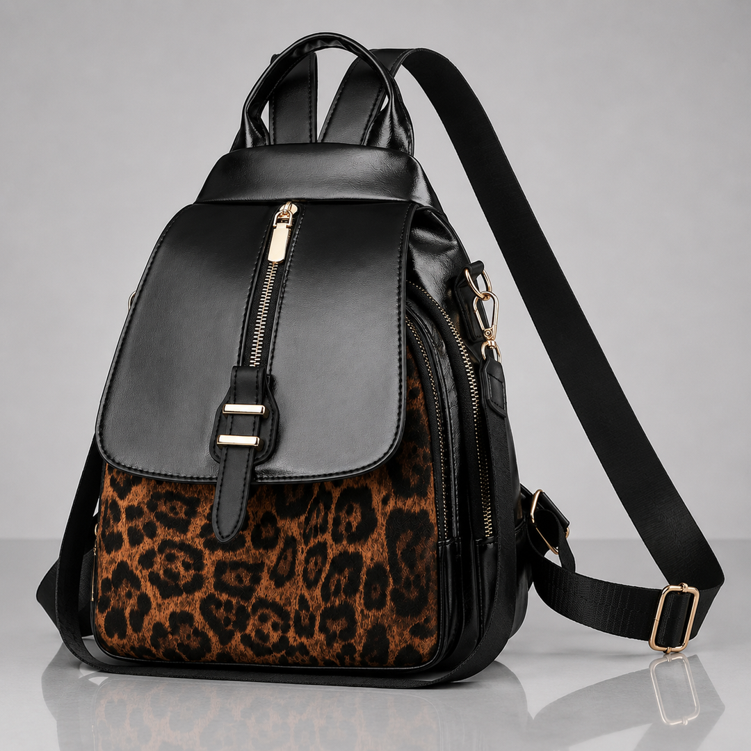 SAC À DOS EN CUIR LÉOPARD LILIAN
