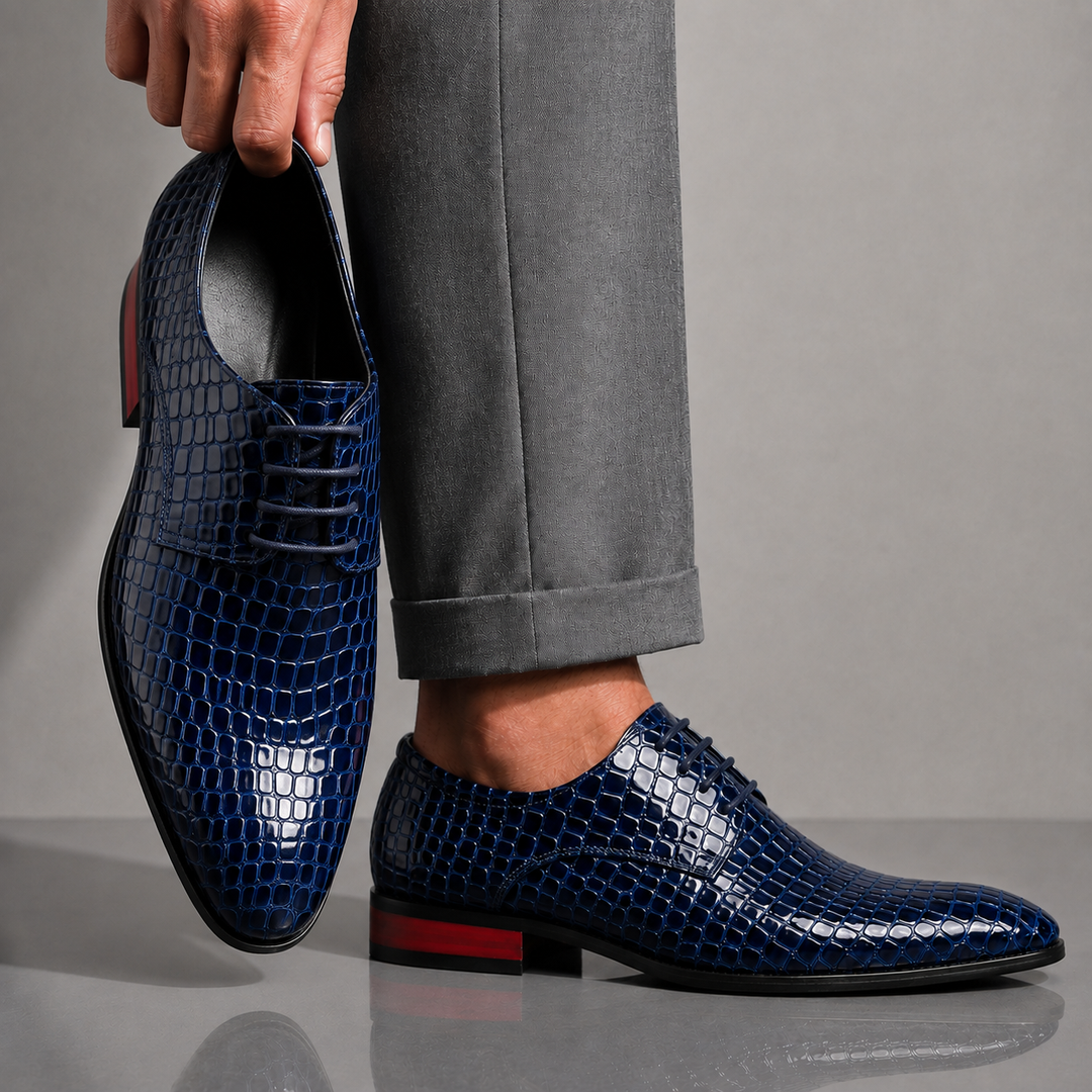Santori | Richelieus bleu nuit effet croco