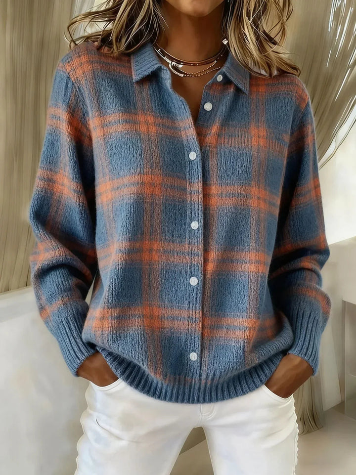 Camille | Cardigan Écossais Boutonné