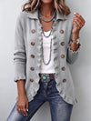 Elowen | Veste à volants en tricot côtelé gris chiné