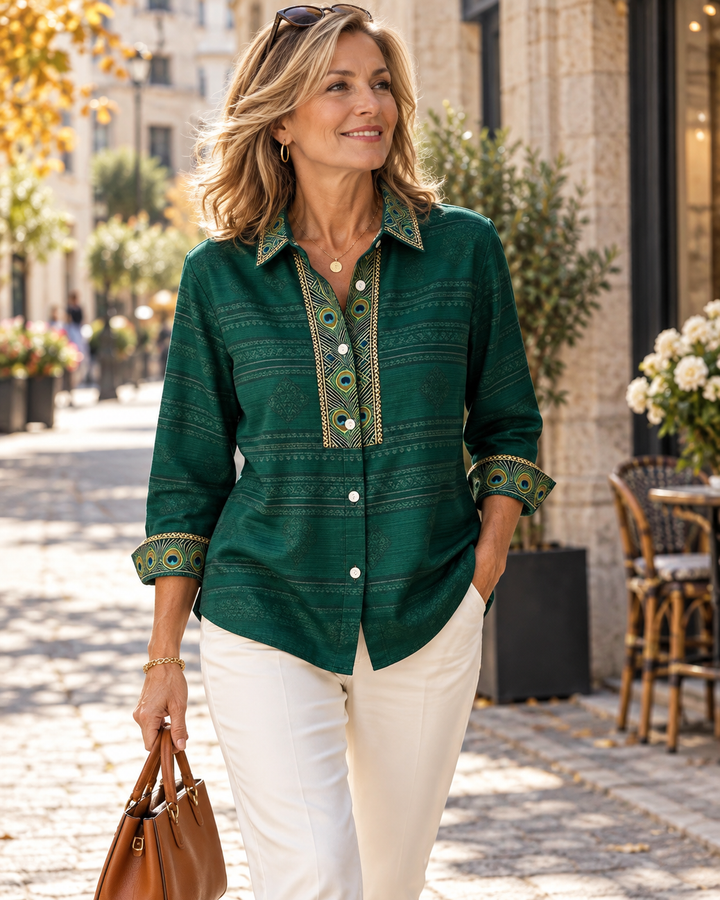 Émeraude™ | Chemise élégante aux détails paon