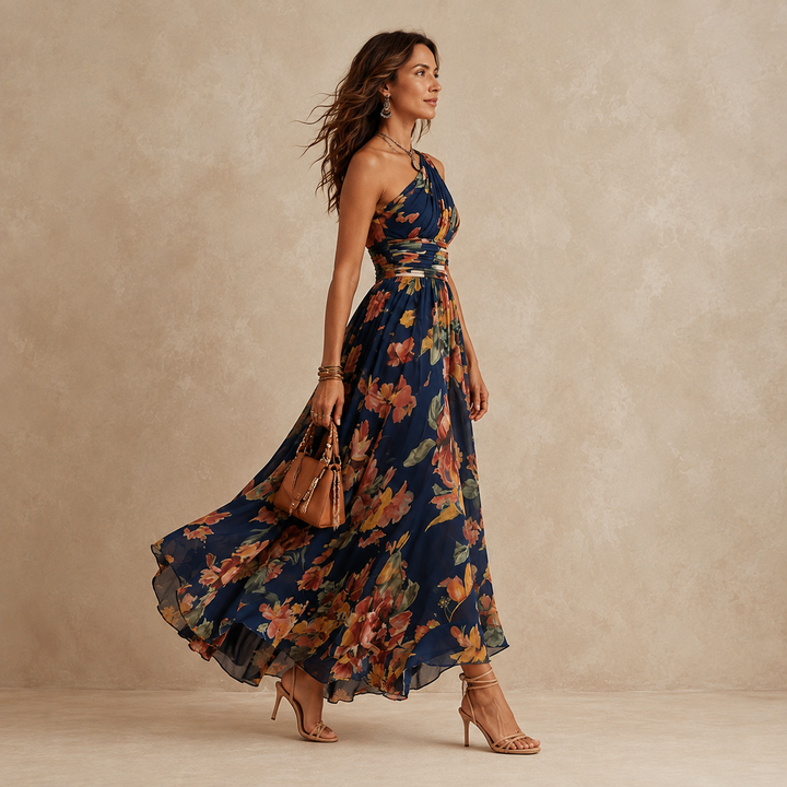 Celeste | Robe Maxi à Une Épaule Florale