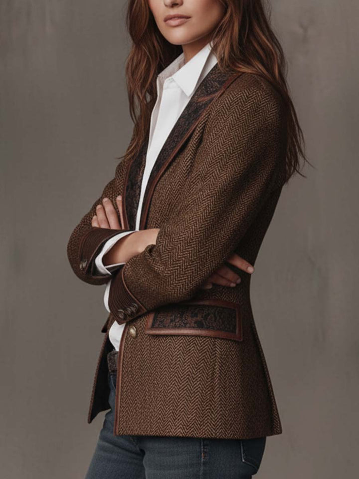 Blazer à Panneaux Imprimés en Chevron pour Femmes