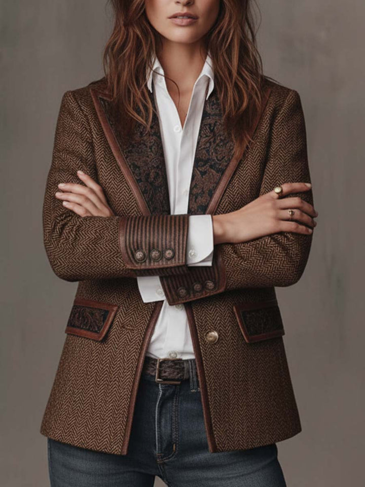 Blazer Femme Imprimé Herringbone