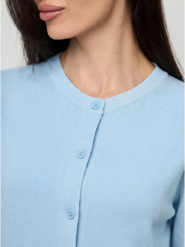 Cardigan femme boutonné — Bleu clair — vue 10