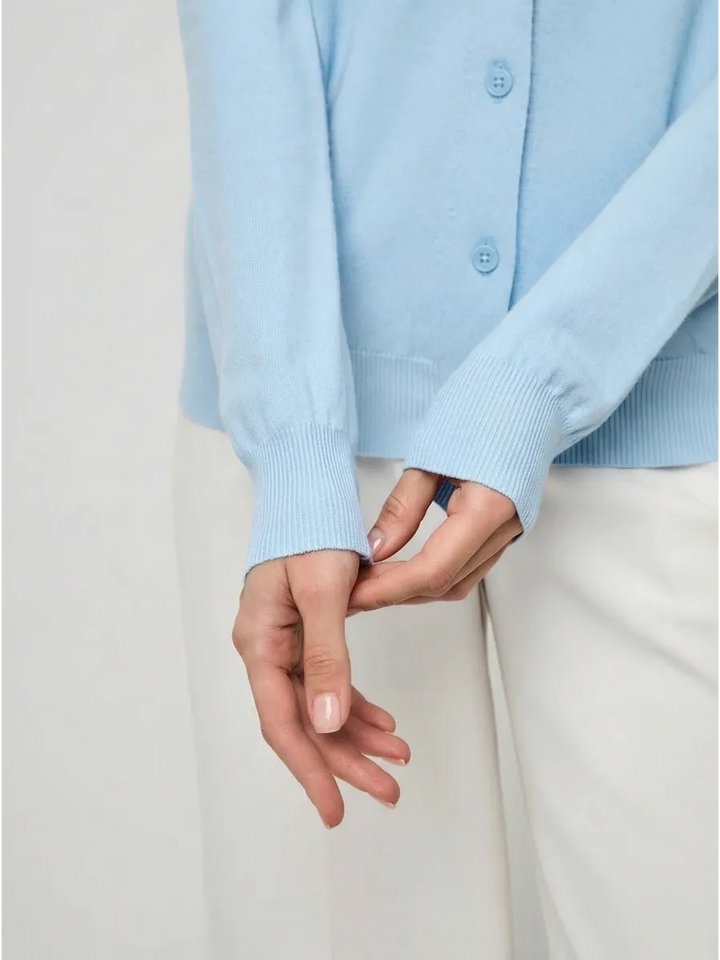 Cardigan femme boutonné — Bleu clair — vue 11