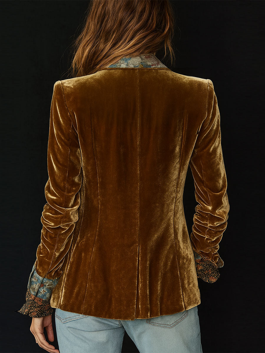 Anna | Blazer Patchwork avec Imprimé Floral Vintage