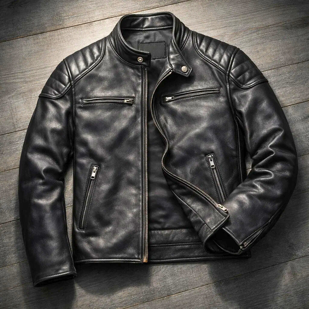 Maddox | Blouson biker en cuir vintage