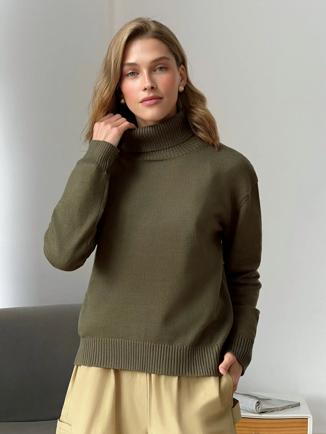 Pull à col roulé oversize chaud