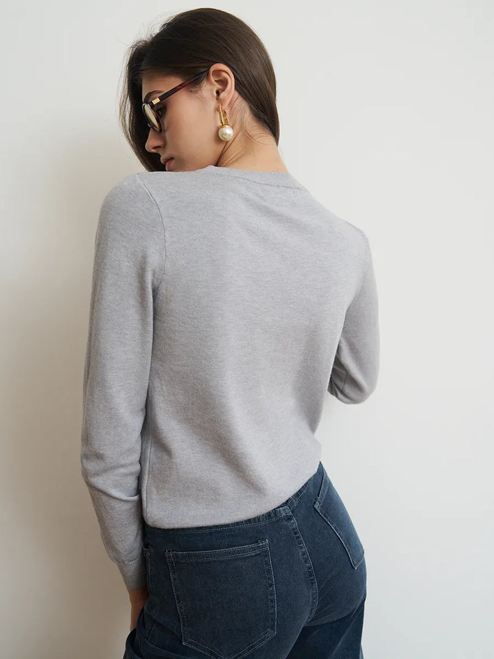 Cardigan femme boutonné — Gris clair — vue 11