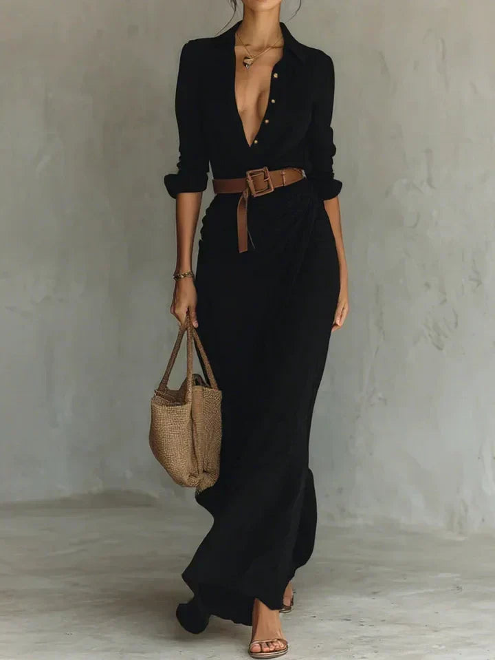 Camila | Robe Maxi Enveloppante avec Col