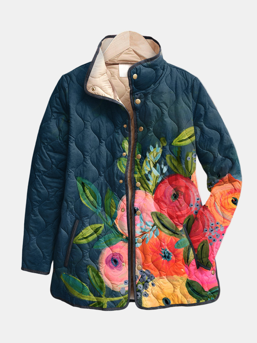 Amaya | Veste Matelassée avec Imprimé Floral Vintage