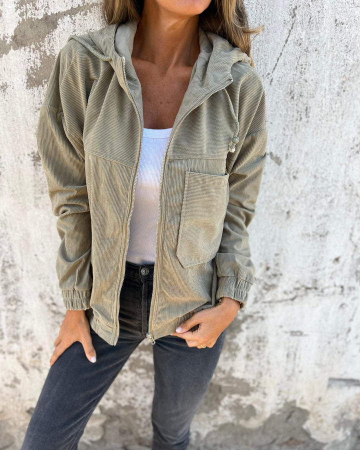 MOREAU LYON | VESTE À CAPUCHE EN VELOURS CÔTELÉ POUR FEMME