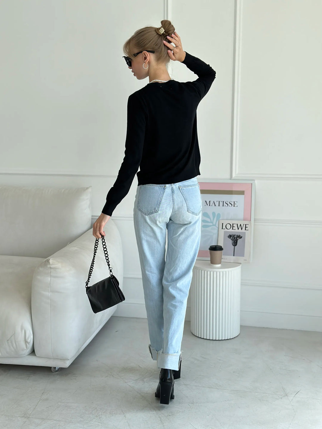 Cardigan femme boutonné — Noir — vue 15