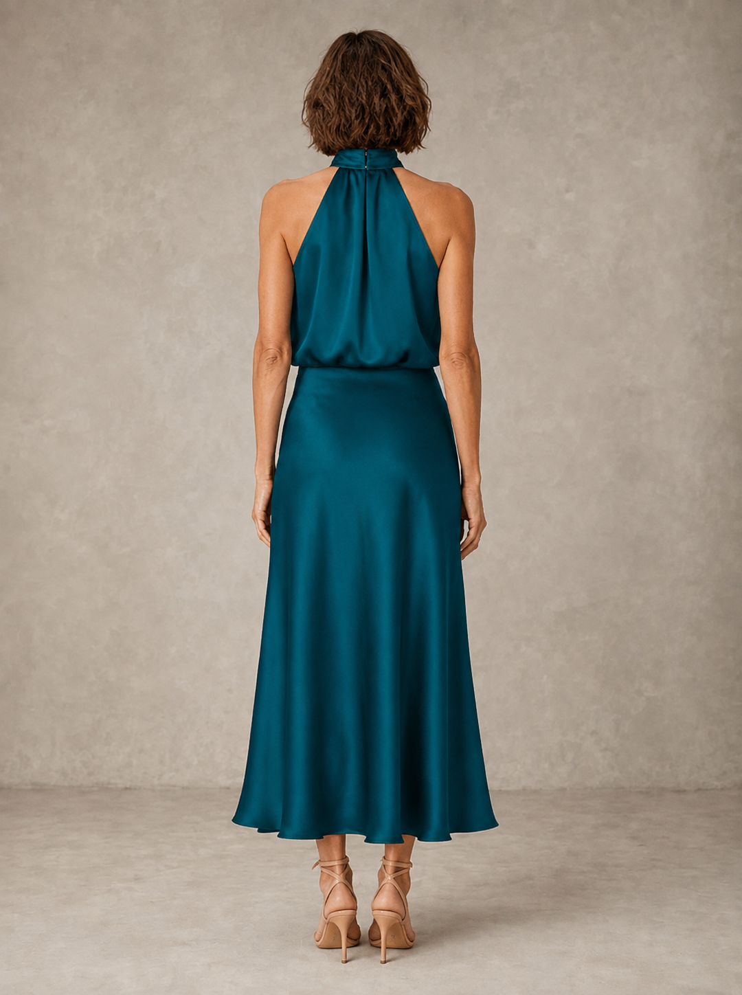 Harper | Robe de Soirée Satinée à Col Halter