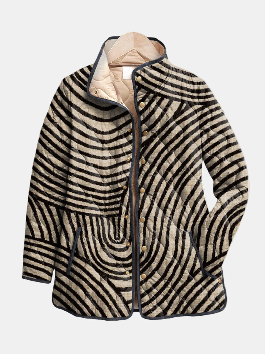 Inaya | Veste Matelassée avec Design Circulaire Rétro Dessinée à la Main