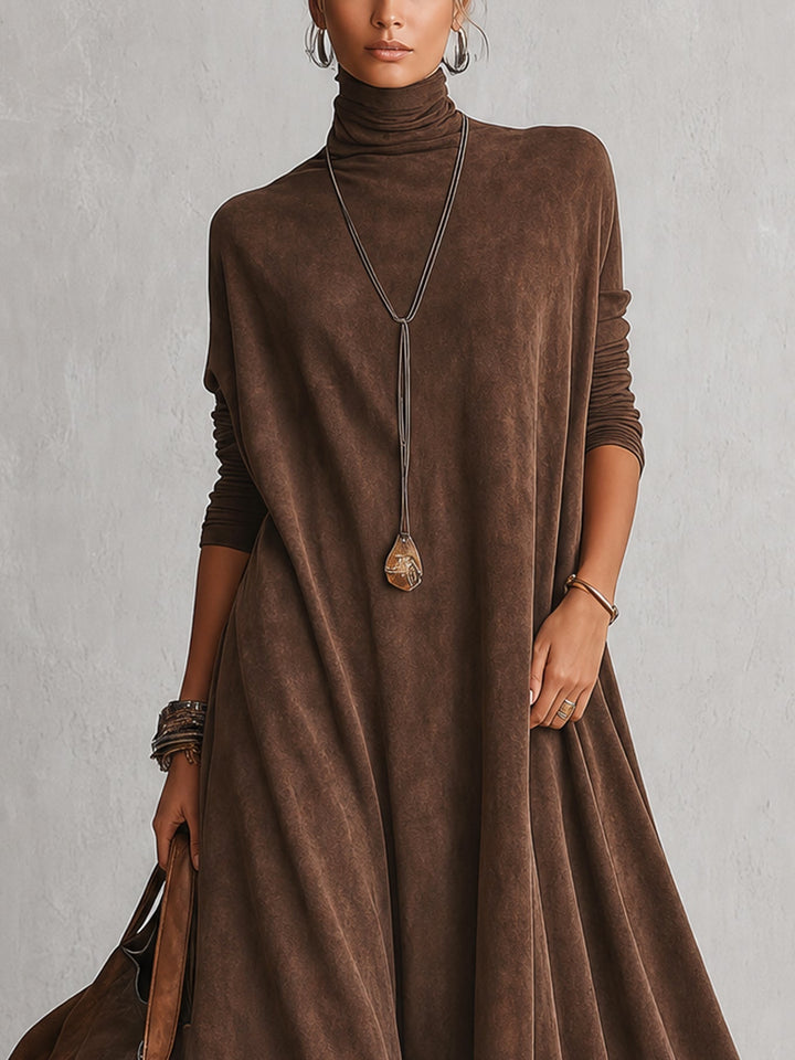 BRUNELLA | Robe Longue Effet Suédé avec Ourlet en Dentelle