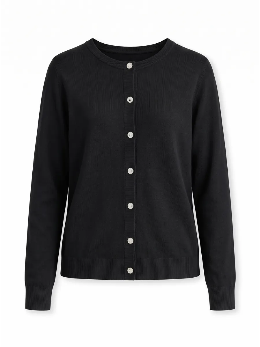 Cardigan femme boutonné — Noir — vue 17