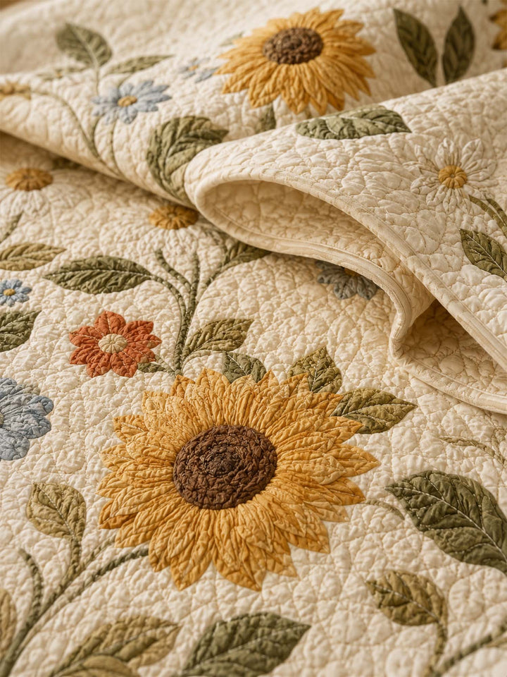Ensemble de literie matelassé floral tournesol