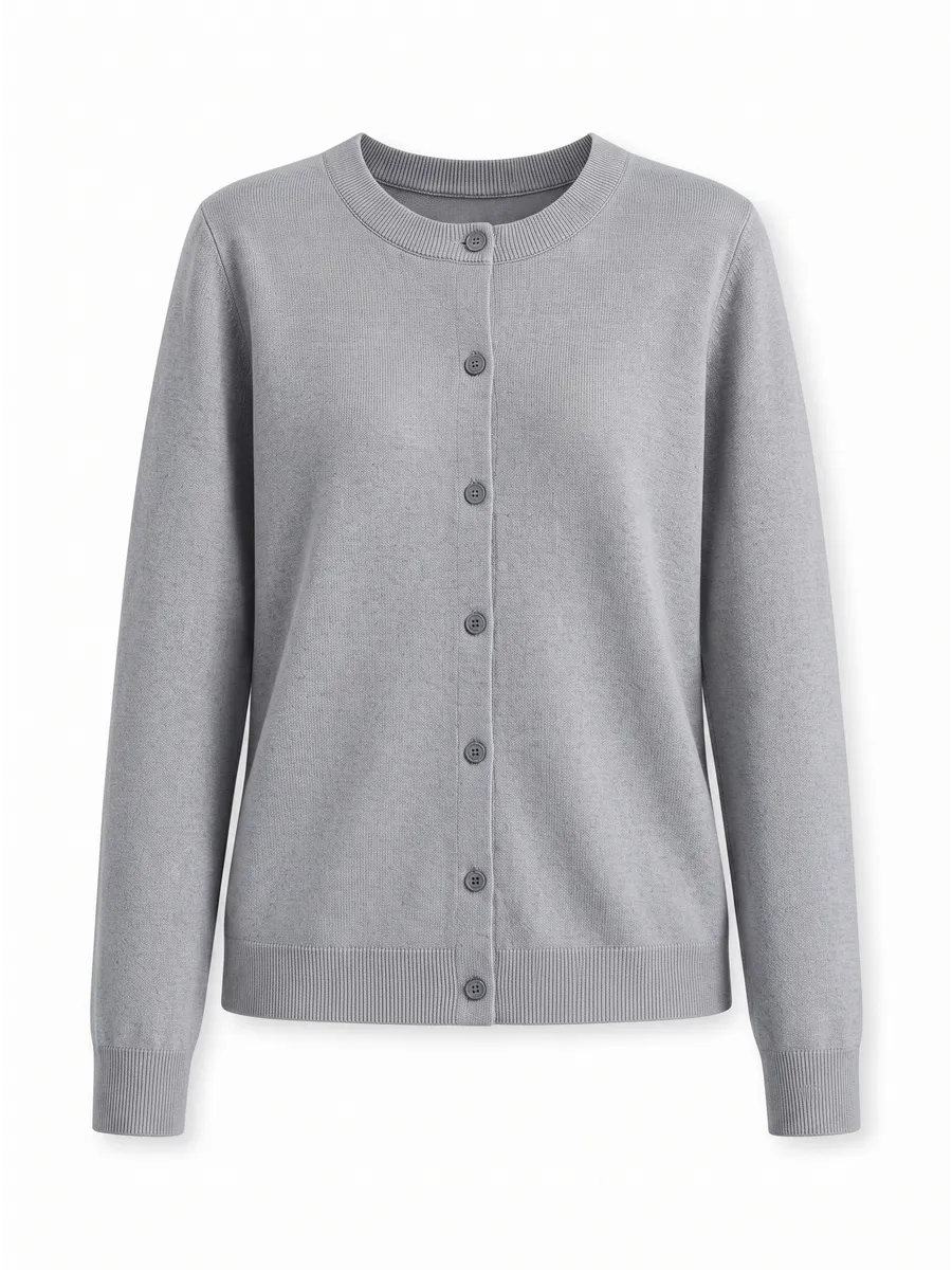 Cardigan femme boutonné — Gris clair — vue 18