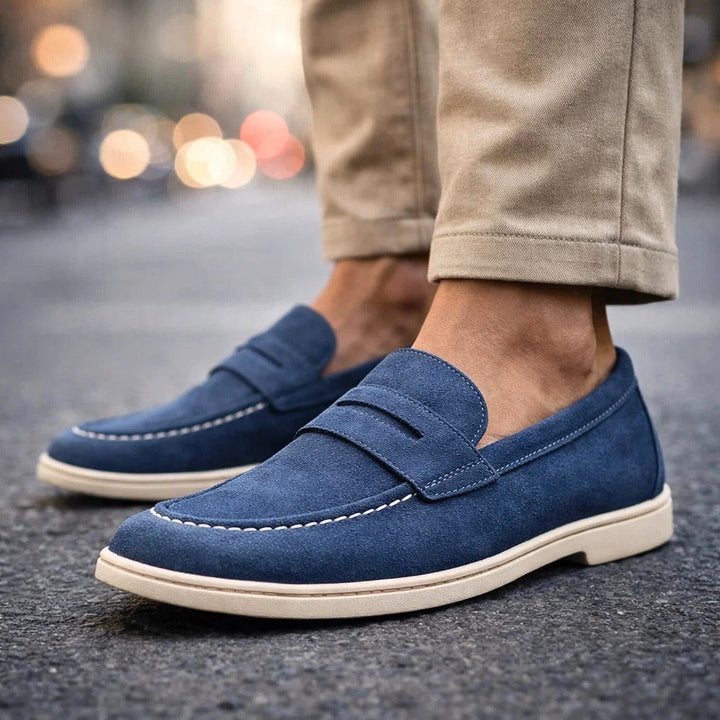 MOCASSINS EN SUÈDE MARINO