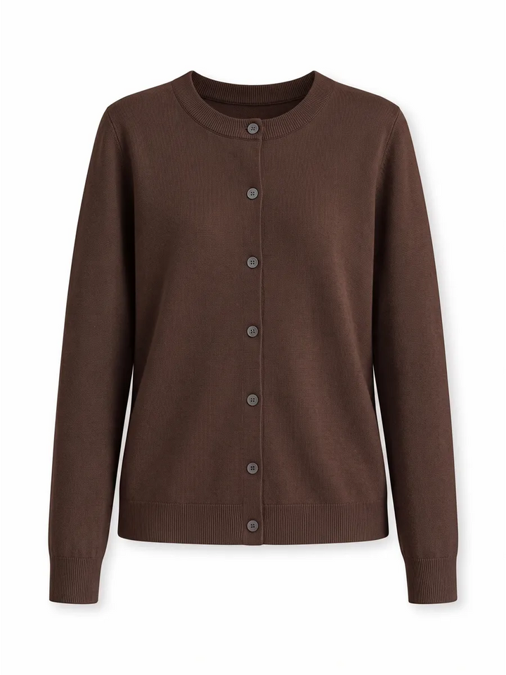 Cardigan femme boutonné — Marron — vue 19