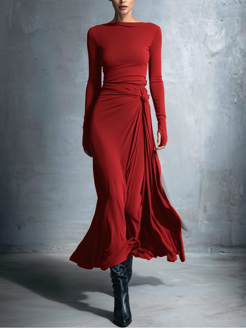 Liliana | Robe Maxi Drapée à Nouer sur le Côté