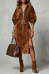 ZANETTA | ROBE MIDI À TAILLE À CORDON – ZIP