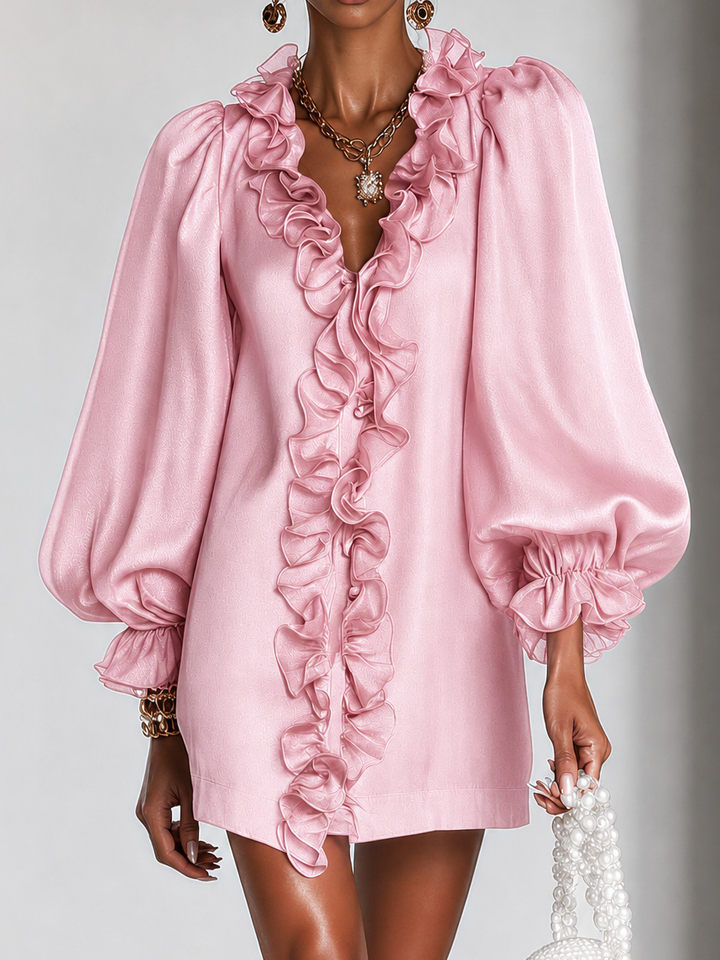 Guinevere | Robe droite avec manches bouffantes froncées
