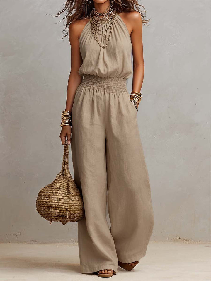 VALERIA | Combinaison à Encolure Halter et Jambes Amples