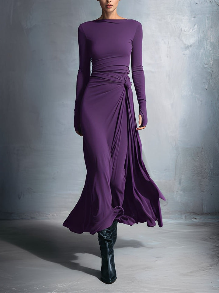 Liliana | Robe Maxi Drapée à Nouer sur le Côté