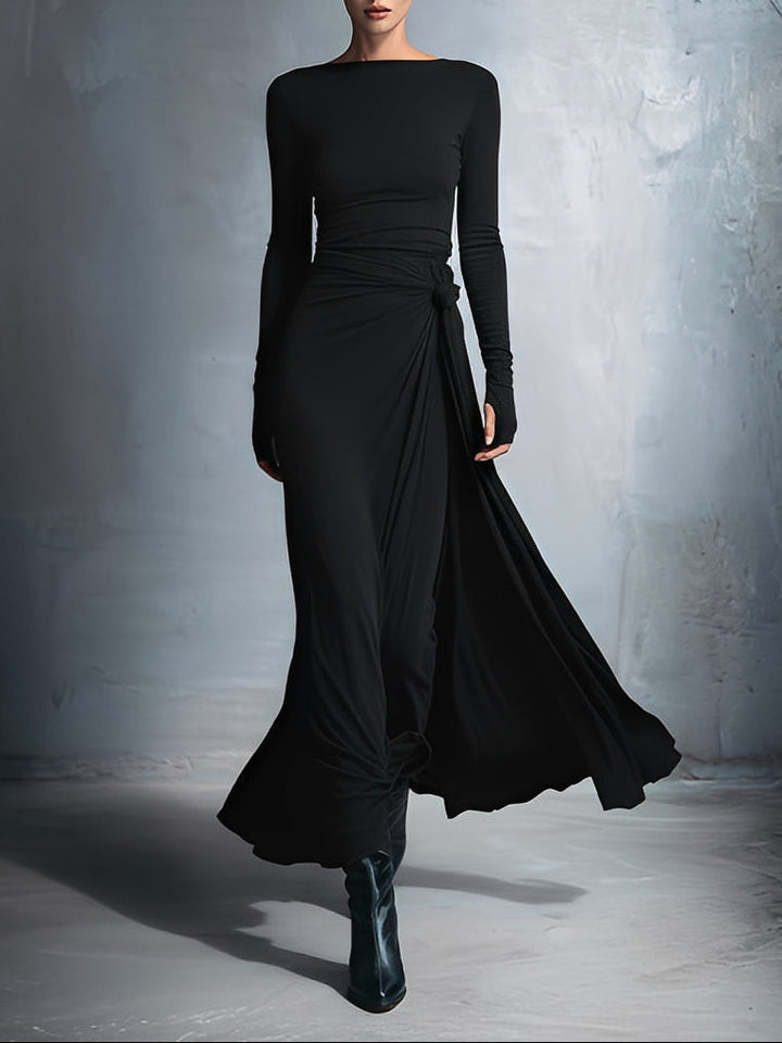 Liliana | Robe Maxi Drapée à Nouer sur le Côté