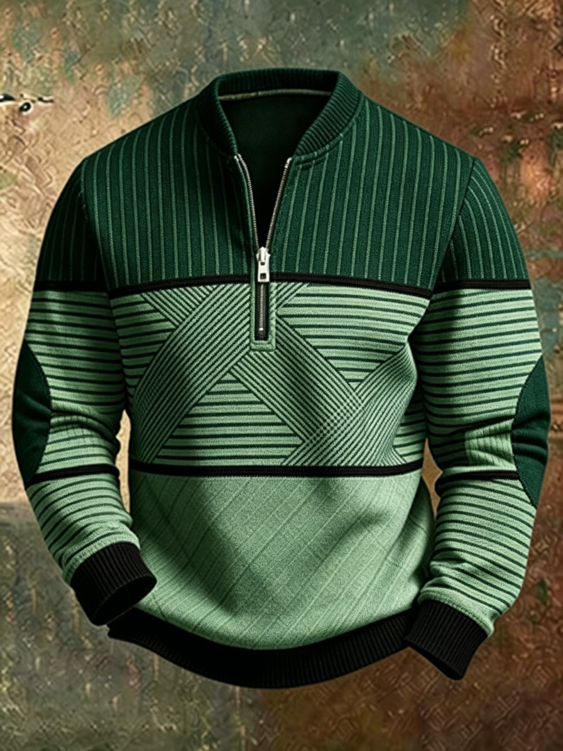 Pull Élégant pour Hommes avec Demi-Fermeture Éclair
