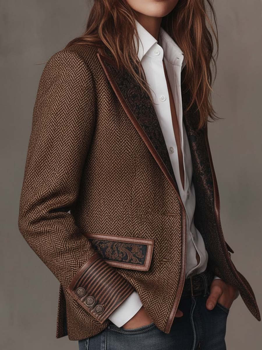 Blazer Femme Imprimé Herringbone