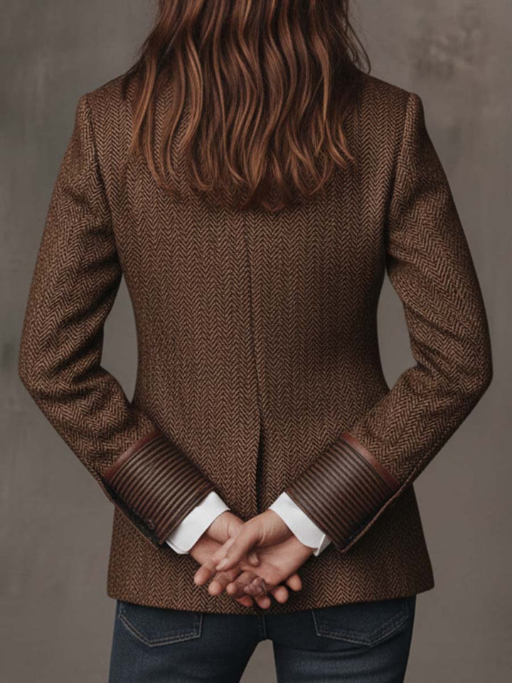 Blazer à Panneaux Imprimés en Chevron pour Femmes