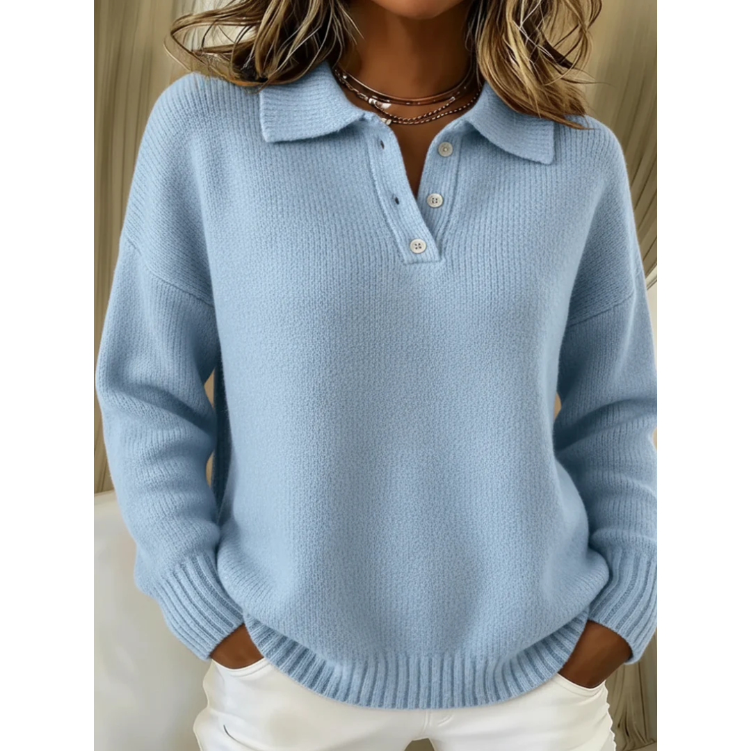Aline | Pull Col Polo Boutonné
