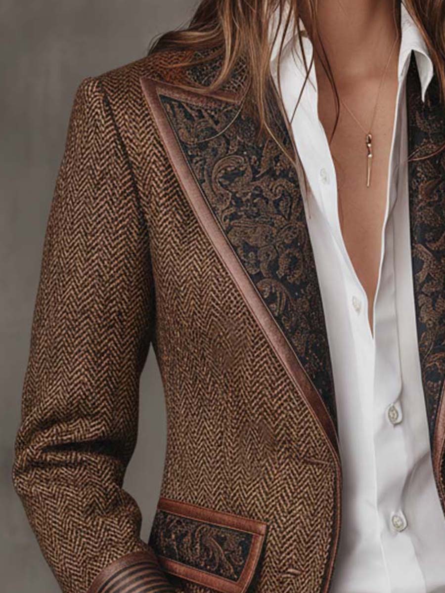 Blazer Femme Imprimé Herringbone