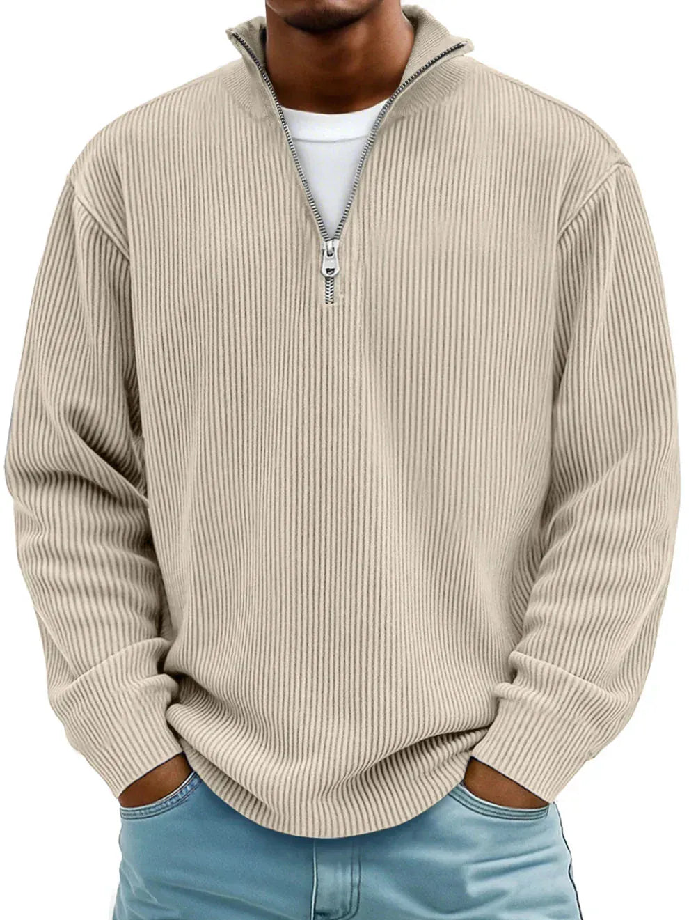Pull Zippé Côtelé