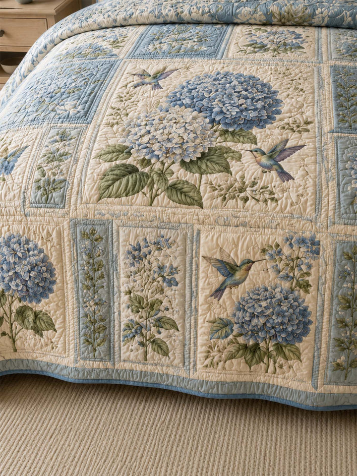 Ensemble de literie matelassé 3 pièces Hortensia Bleu