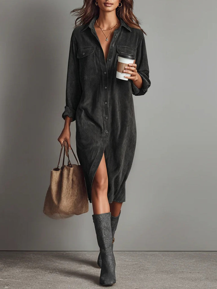 CALISTA | ROBE MIDI À BOUTON SOUPLE