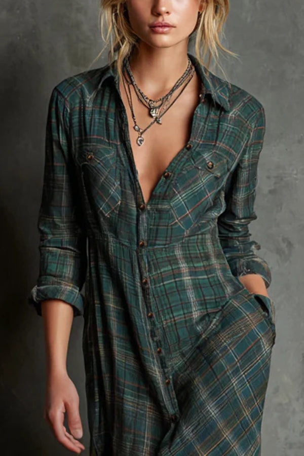 Iris | Robe Chemise à Carreaux Intemporelle