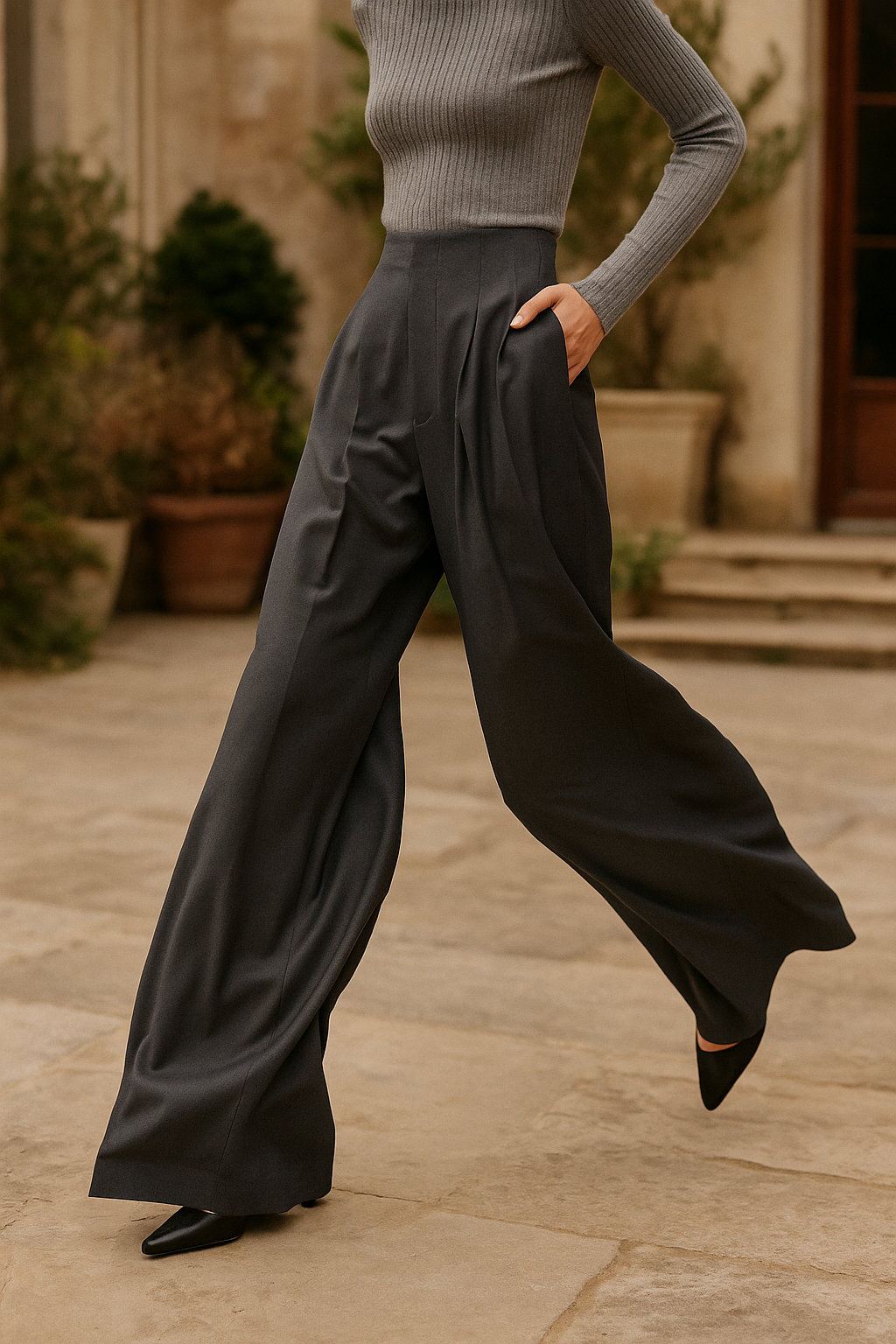 Pantalon Drapé à Jambes Larges Firenze