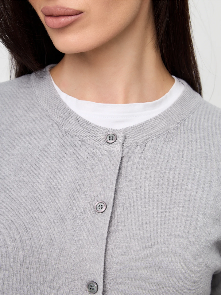 Cardigan femme boutonné — Gris clair — vue 2
