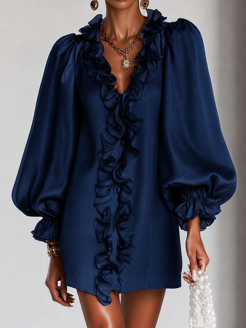 Guinevere | Robe droite avec manches bouffantes froncées
