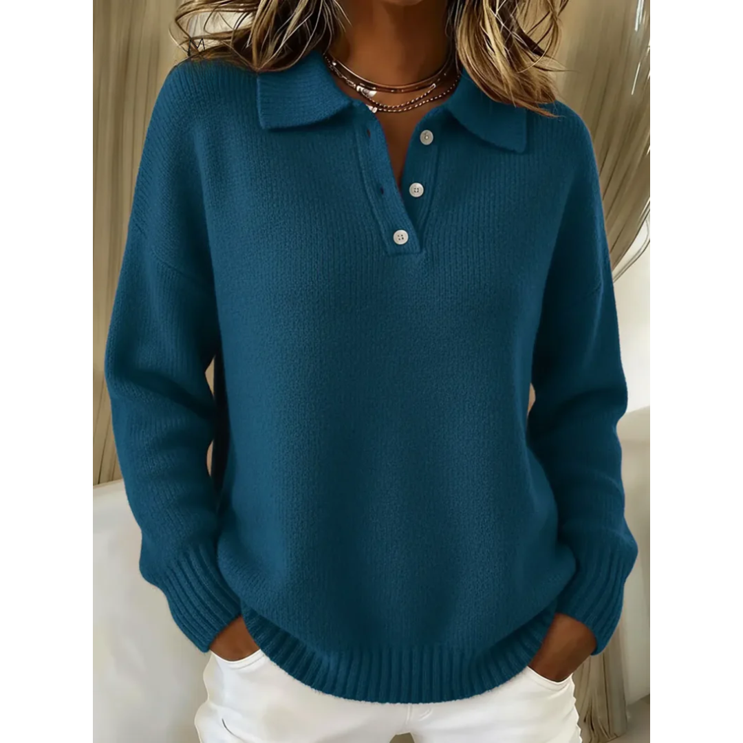 Aline | Pull Col Polo Boutonné