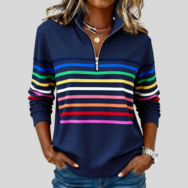Isabelle™ | Sweat-shirt à col zippé coloré à rayures