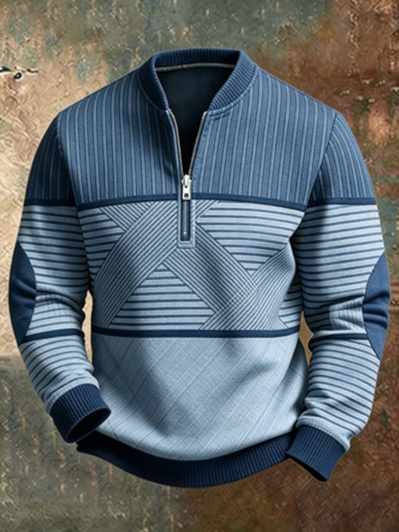Pull Élégant pour Hommes avec Demi-Fermeture Éclair