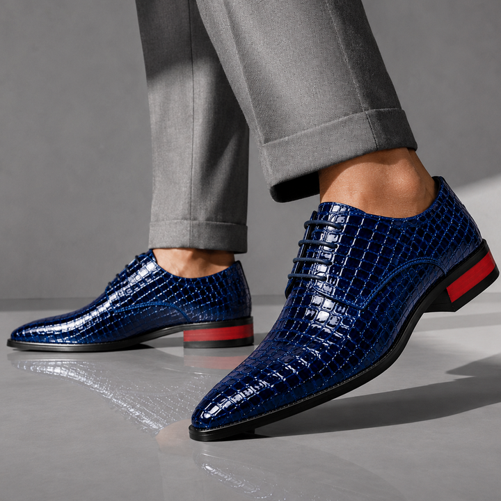 Santori | Richelieus bleu nuit effet croco