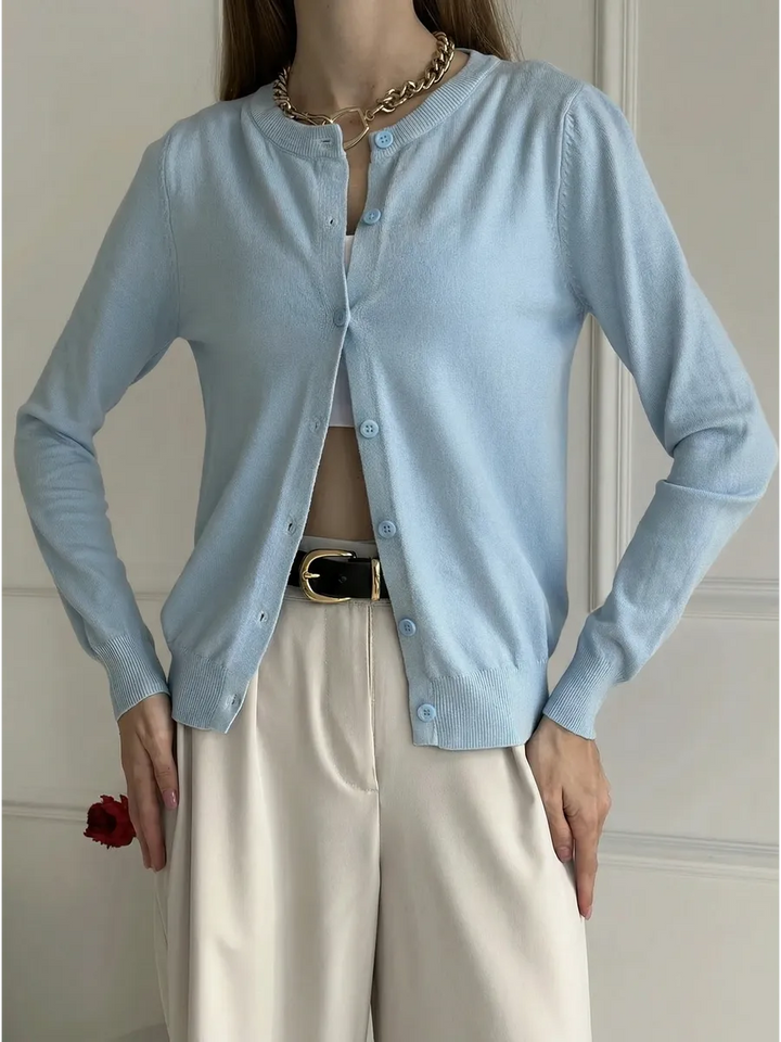 Cardigan femme boutonné — Bleu clair — vue 3