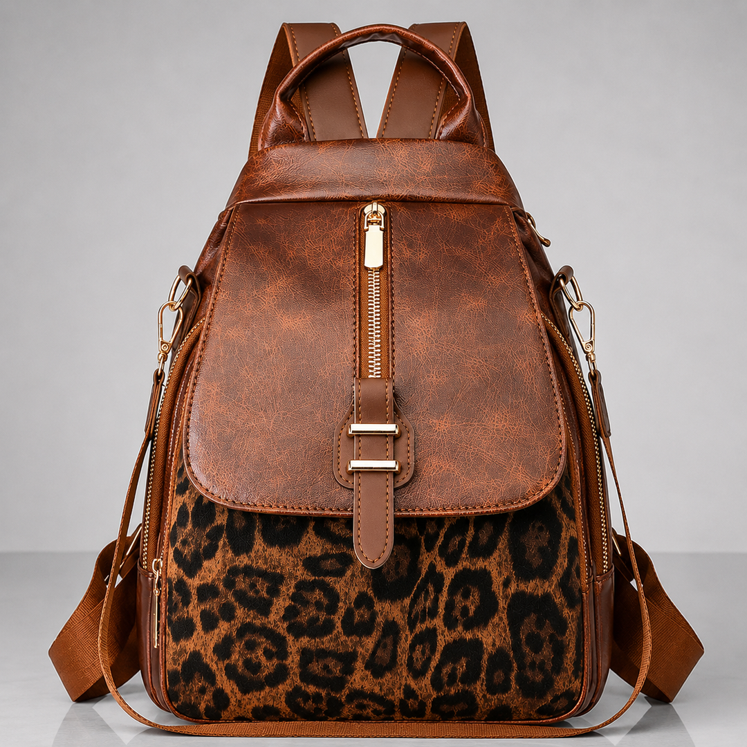 SAC À DOS EN CUIR LÉOPARD LILIAN